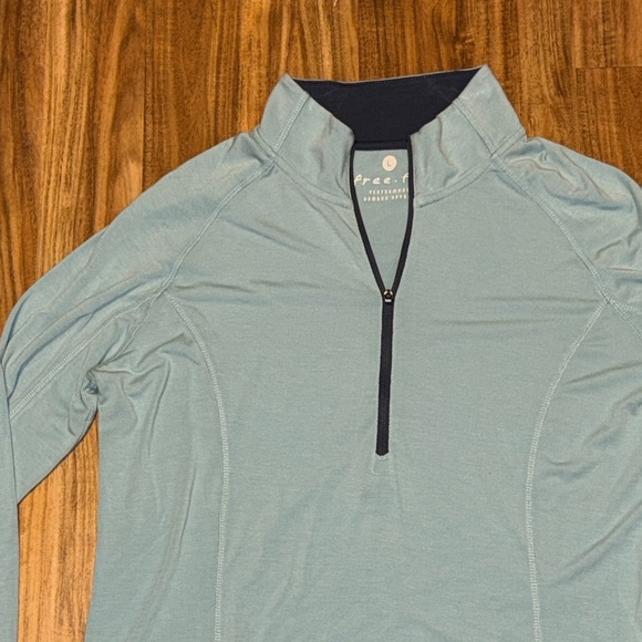 Free fly women’s large 12 14 pullover long sleeve Light Blue Quarter-Zip shirt - Picture 2 of 10
